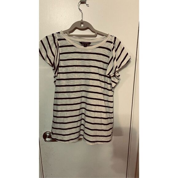 Ralph Lauren Black Label Black Tan Stripe T Shirt Bell Short Sleeves Size S - Picture 2 of 8